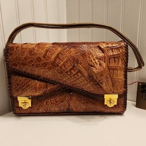 Vintage ETCO GENUINE ALLIGATOR Multi Section Convertible Shoulder Bag Handbag